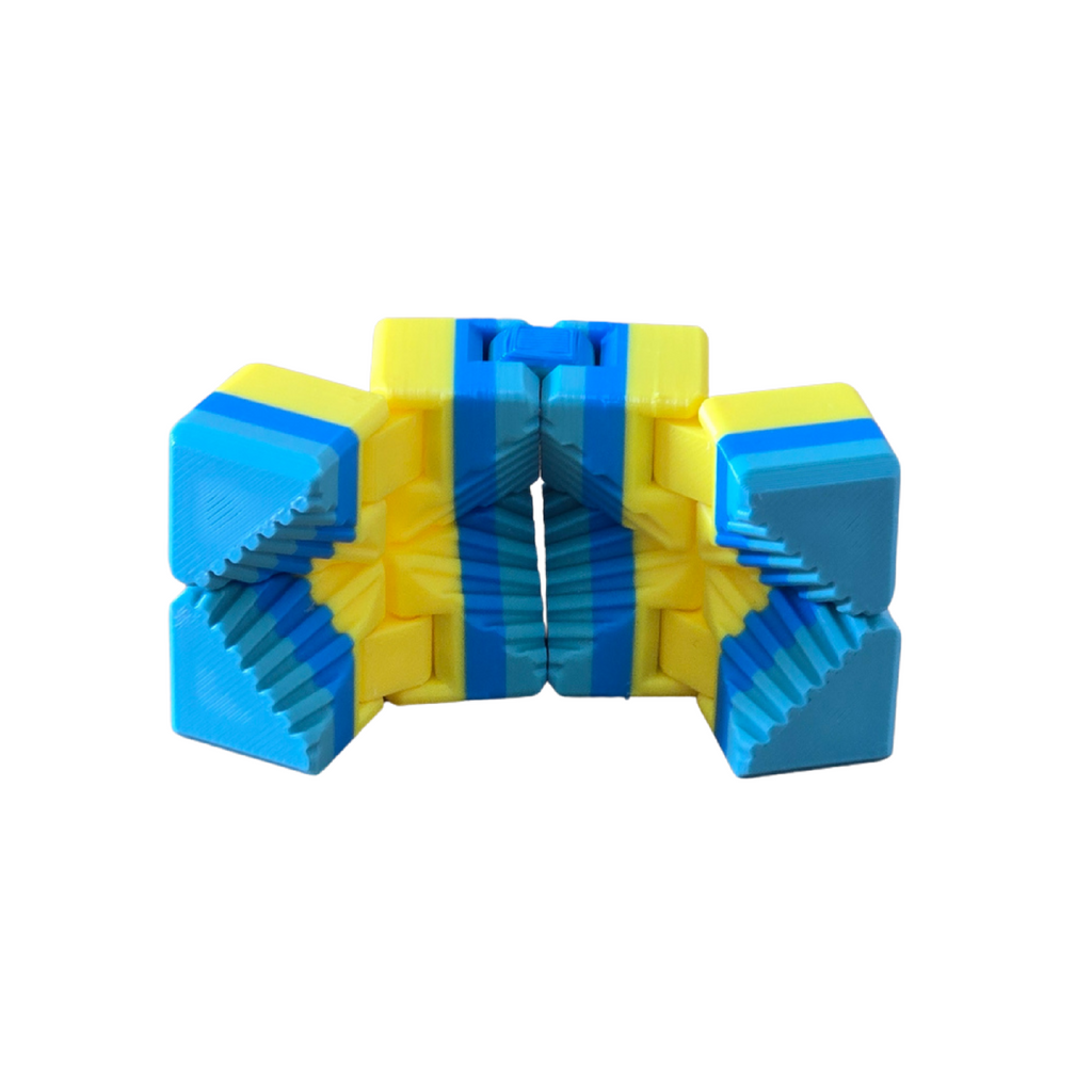 Vista lateral do Cubo Loop fidget sensorial para PHDA e autismo