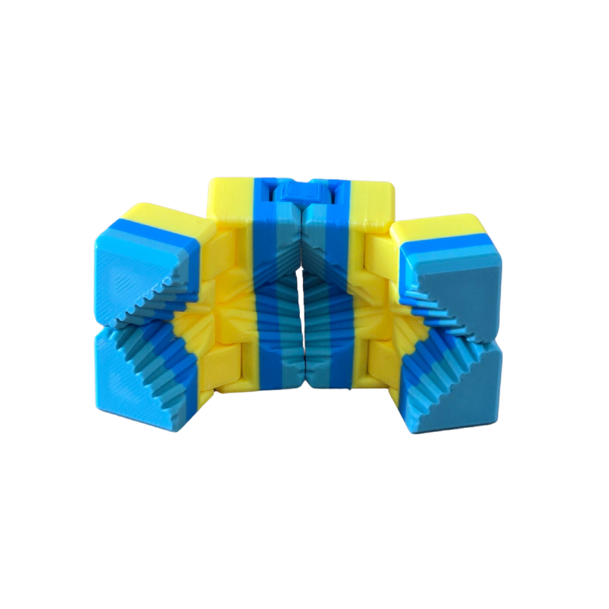 Vista lateral do Cubo Loop fidget sensorial para PHDA e autismo