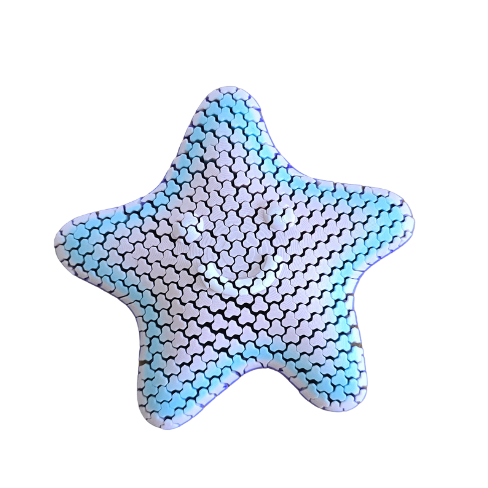 Estrela do Mar Articulada Sensoria branco iridescente em impressão 3D — vista de cima