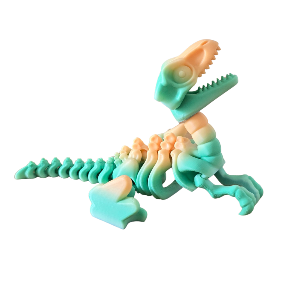 Dino Rex Articulado Sensoria velociraptor verde teal em impressão 3D