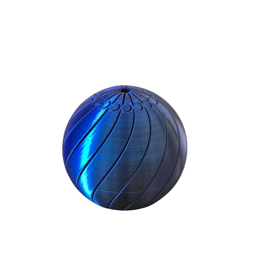 Órbita Flow esfera sensorial em impressão 3D azul metálico — Sensoria