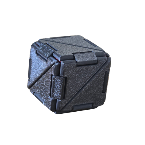 Cubo Origami Infinito fechado em impressão 3D preto — brinquedo tátil Sensoria