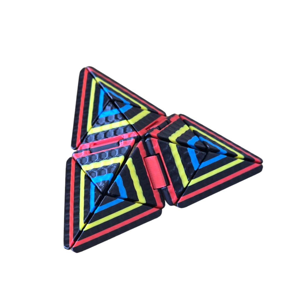 Cubo Origami Infinito aberto em forma triangular — fidget sensorial colorido Sensoria