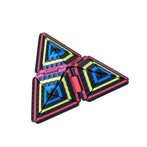 Cubo Origami Infinito aberto em forma triangular — fidget sensorial colorido Sensoria