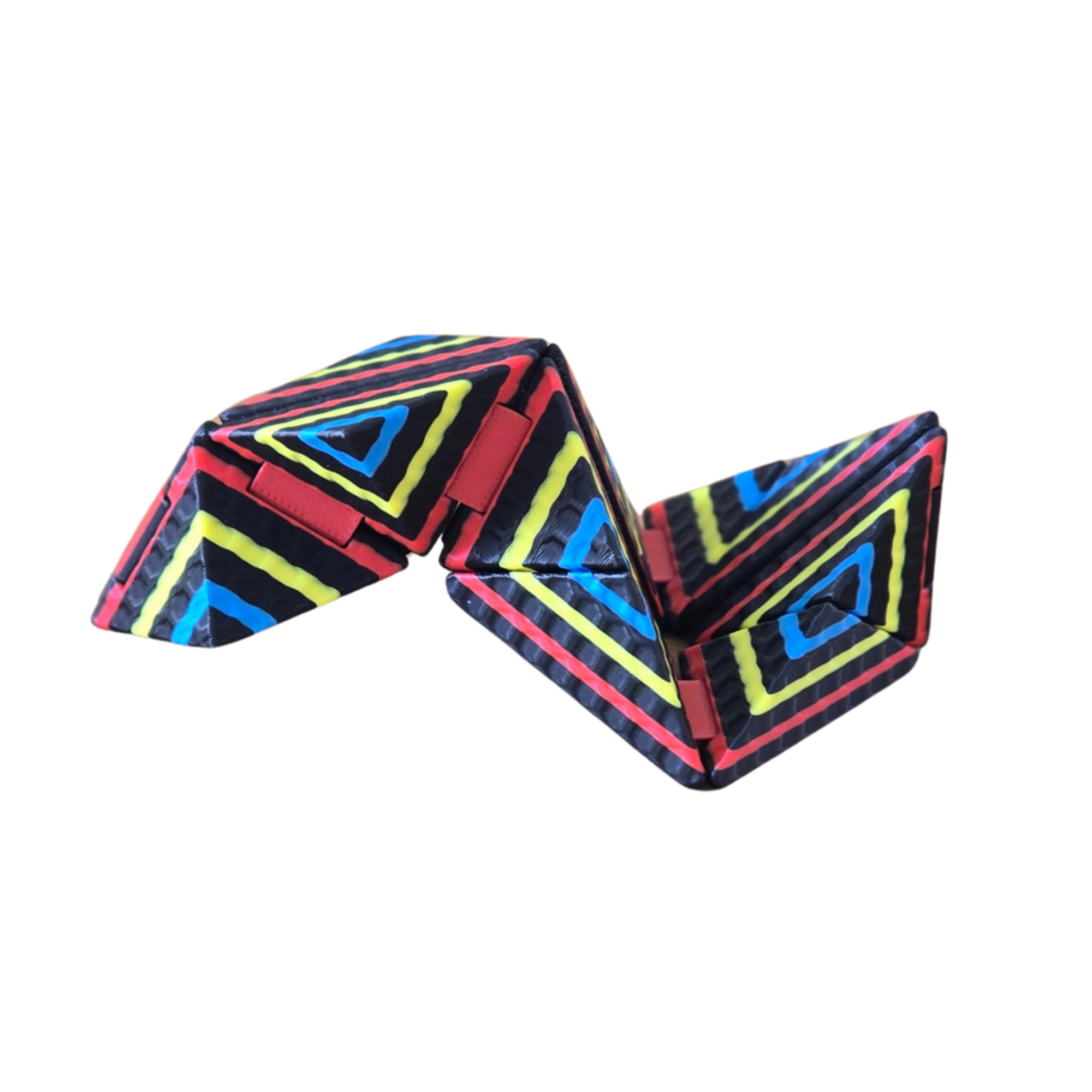 Cubo Origami Infinito dobrado em posição linear — brinquedo sensorial compacto